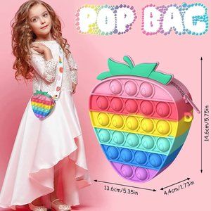 Fidget Purse Pop Bag, Silicone Sensory Toys Messenger Bag with Adjustable Should